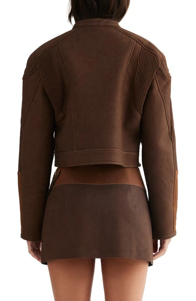 Lioness Nueve Colorblock Faux Leather Biker Jacket In Chocolate