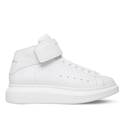Shop Alexander Mcqueen Wedge High-top Leather Trainers In White