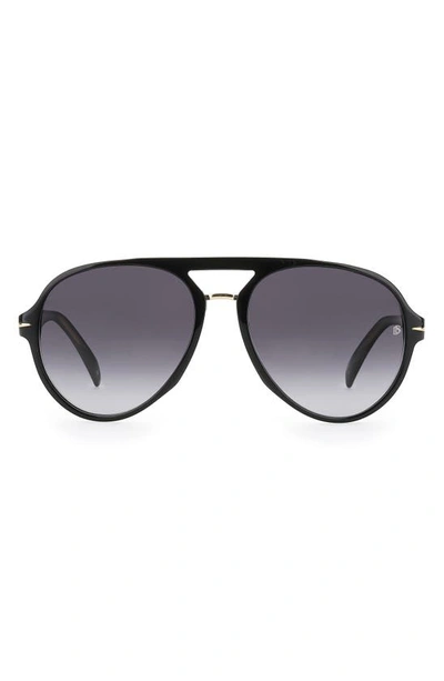 Shop David Beckham Eyewear 57mm Aviator Sunglasses In Black/ Grey Shaded
