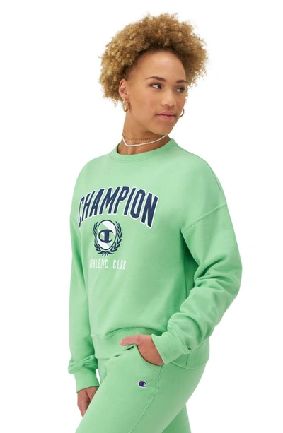 Shop Champion Powerblend Relaxed Crewneck Sweatshirt In Happy Spring Green