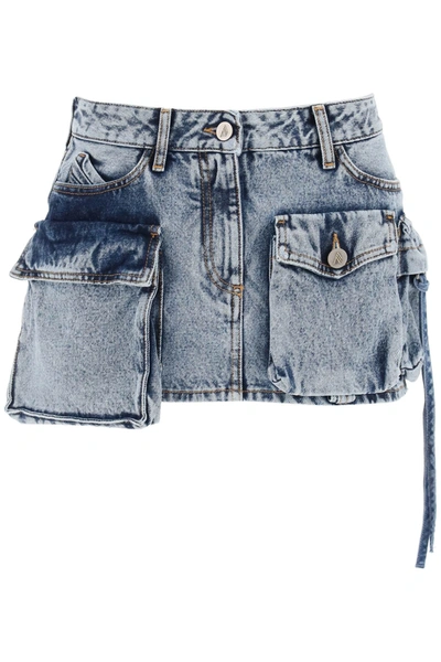Shop Attico Fay Denim Cargo Miniskirt