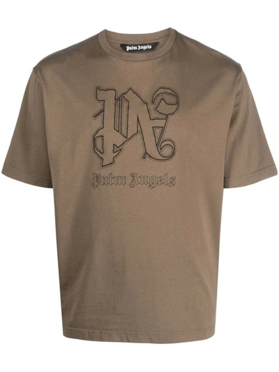 Shop Palm Angels Monogram T-shirt In Brown