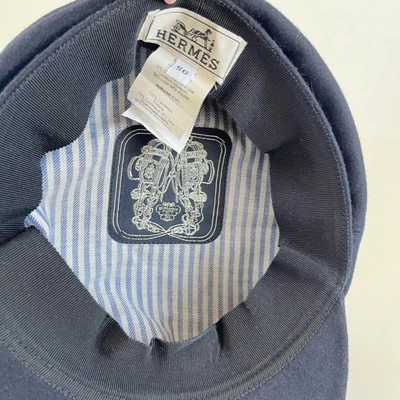 Pre-owned Hermes Navy Cashmere Deauville Cap With Anchor Chain
