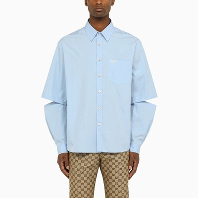 Shop Gucci Convertible Blue Shirt Men