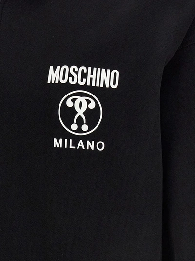 Shop Moschino Double Question Mark Hoodie In White/black