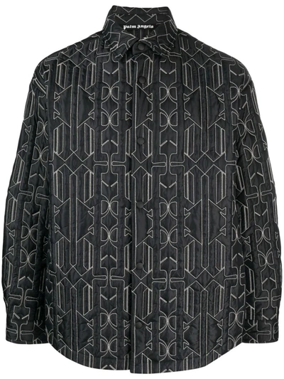 Shop Palm Angels Quilted Shirt Jacket In Grey
