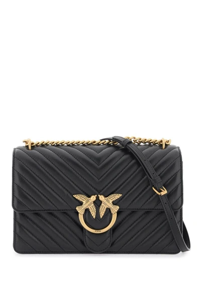 Shop Pinko Chevron Quilted 'classic Love Bag One' In Black