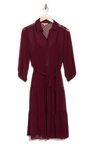 Cotton Clip Jacquard Tiered Shirt Dress