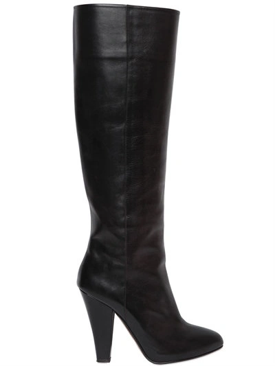 Sonia Rykiel 100mm Brushed Leather Boots, Black