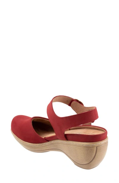 Softwalk Mabelle Ankle Strap Clog In Red Nubuck