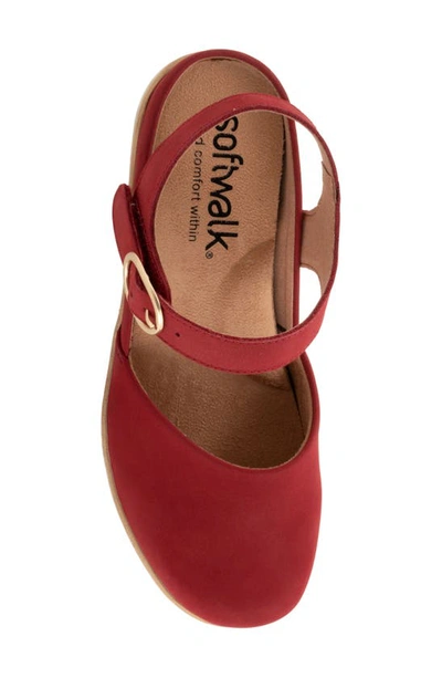 Softwalk Mabelle Ankle Strap Clog In Red Nubuck