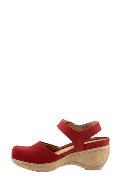 Softwalk Mabelle Ankle Strap Clog In Red Nubuck
