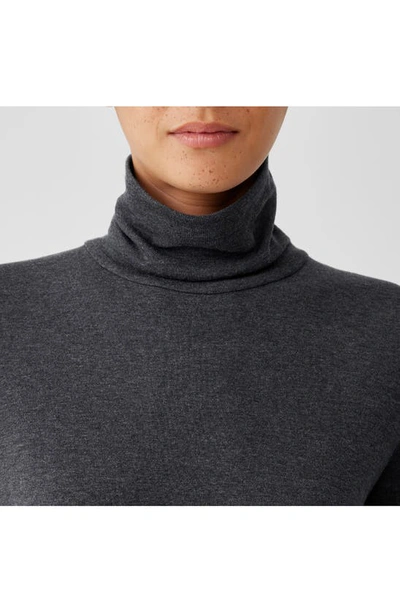 Eileen Fisher Sheer Knit Turtleneck Top In Charcoal In Charcoal