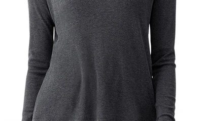 Eileen Fisher Sheer Knit Turtleneck Top In Charcoal In Charcoal