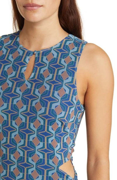 Shop Btfl-life Eilidh Ruched Cutout Mesh Dress In Blue