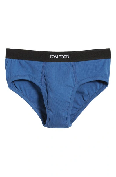 Shop Tom Ford Cotton Stretch Jersey Briefs In High Blue
