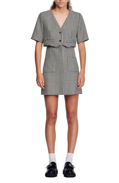 Shop Sandro Houndstooth Dress In Black / White