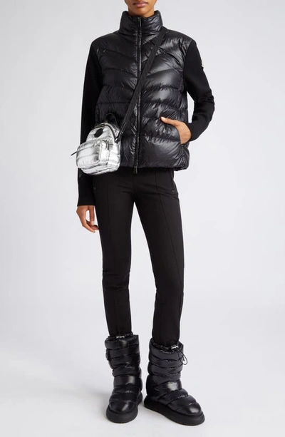 Moncler Womens Black Funnel-neck Brand-patch Regular-fit Shell-down Jacket In Black