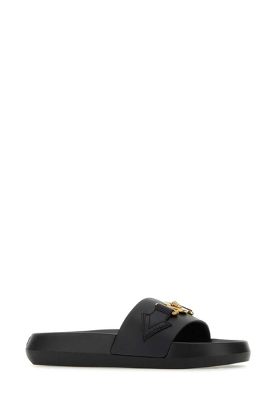 Shop Versace Slippers In Black