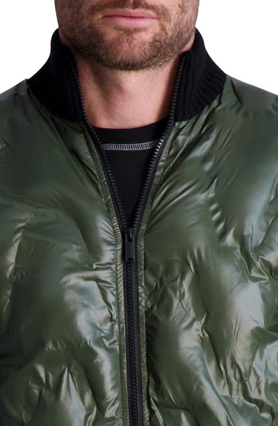 Shop Karl Lagerfeld Quilted Front Zip Jacket In Black/ Olive