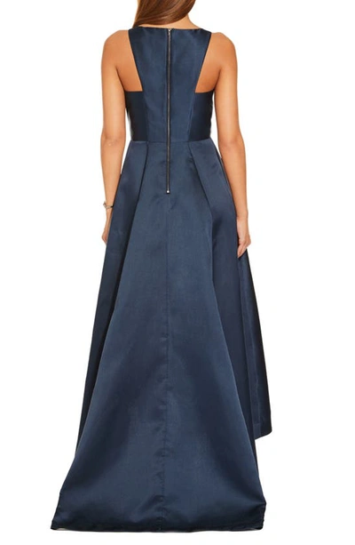 Adrianna Papell Mikado High/low Sleeveless Gown In Midnight