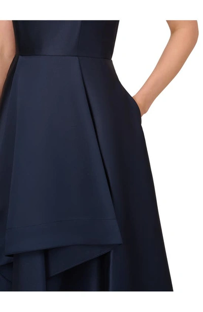 Adrianna Papell Mikado High/low Sleeveless Gown In Midnight