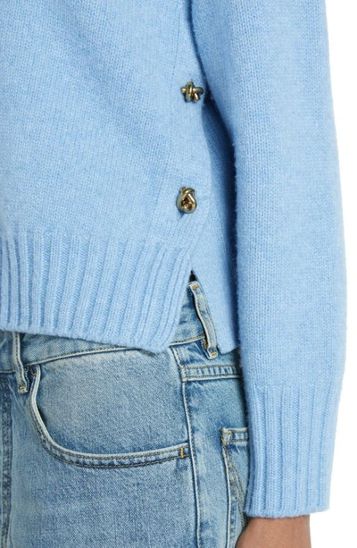 Shop Bottega Veneta Knot Button Detail Felted Wool Sweater In Admiral