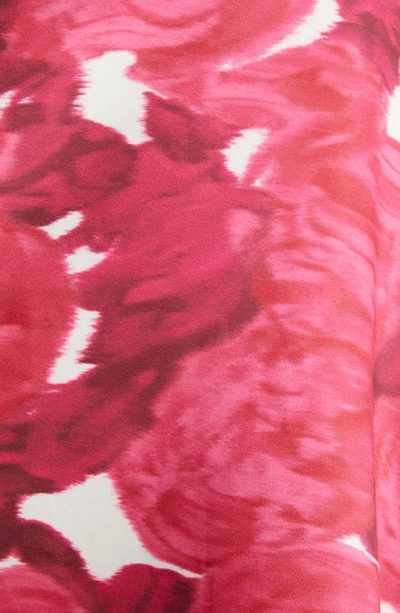 Shop Valentino Rose Print A-line Midi Skirt In Milk/ Rosso