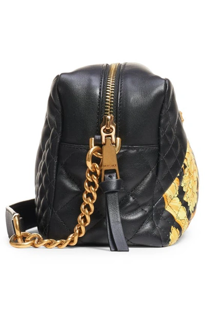 Shop Versace Baroque Icon Quilted Leather Camera Bag In Black Multi/ Tribute Gold