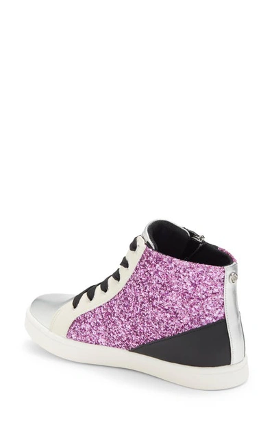 Shop Nina Kids' Yuti High Top Sneaker In Pink Glitter/ Smooth