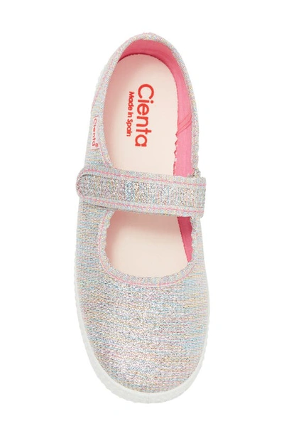Shop Cienta Mary Jane Sneaker In Light Rainbow Sparkle