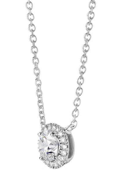 Shop Lightbox 1-carat Lab Grown Diamond Halo Pendant Necklace In White/ 14k White Gold