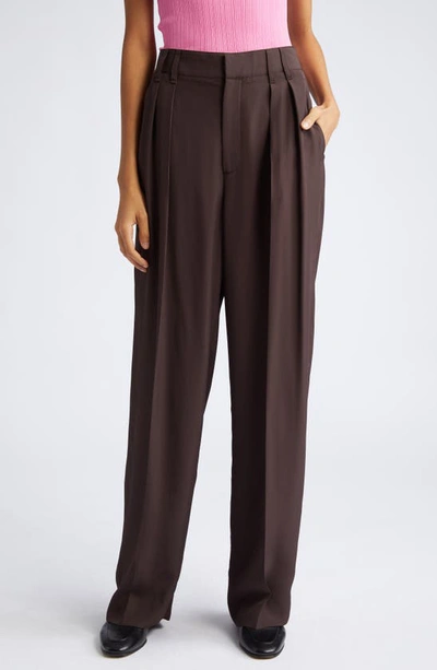 Shop Maria Mcmanus Double Pleat Trousers In Chocolate