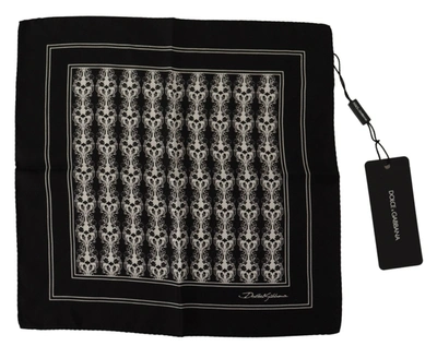 Shop Dolce & Gabbana Elegant Black Silk Men's Square Men's Scarf