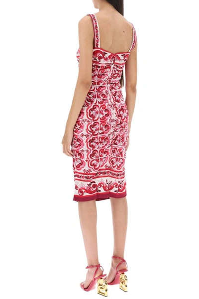 Shop Dolce & Gabbana Majolica Print Silk Mini Dress In Multicolor