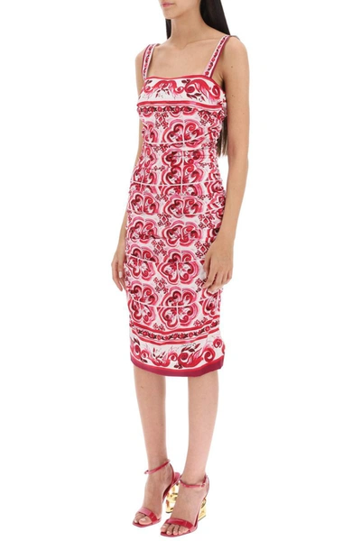 Shop Dolce & Gabbana Majolica Print Silk Mini Dress In Multicolor