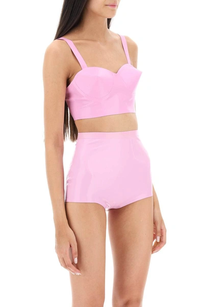 Shop Maison Margiela Latex Top With Bullet Cups In Pink