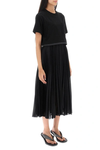 Shop Sacai Layered Midi Dress In Black