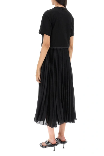 Shop Sacai Layered Midi Dress In Black
