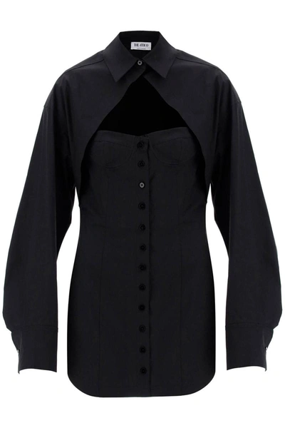 Shop Attico The  Shaped Mini Shirt Dress In Black