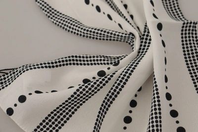 Dolce & Gabbana Dotted Stripes Square Handkerchief Viscose Men's Scarf In White