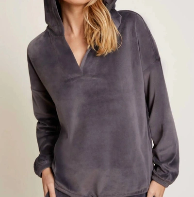 Shop Barefoot Dreams Luxechic Hoodie In Carbon In Grey