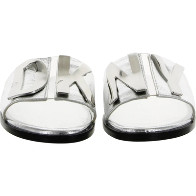 Shop Dkny Waltz Womens Slip On Casual Slide Sandals In Silver
