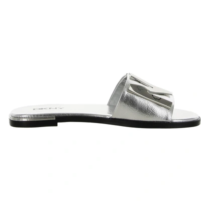 Shop Dkny Waltz Womens Slip On Casual Slide Sandals In Silver