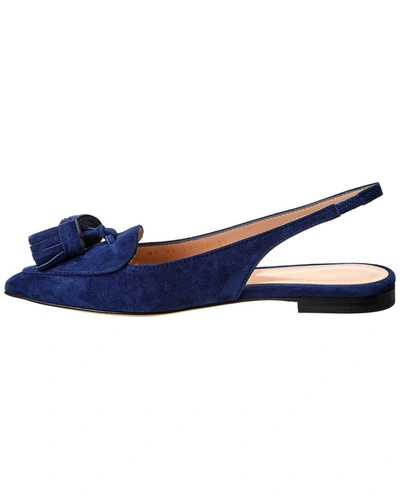 Shop Gianvito Rossi Slingback Suede Flat In Blue