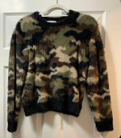 Bella Dahl Crew Neck Sweater Fuzzy Camo In Multi