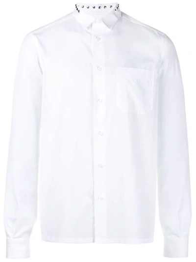 Valentino Rockstud-collar Long-sleeve Sport Shirt, White, White
