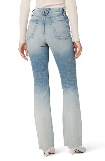 Hudson Faye Ripped Ultra High Waist Raw Hem Flare Organic Cotton Jeans In Bleach Dip