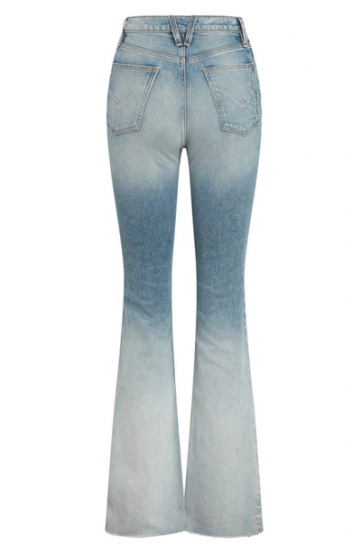 Hudson Faye Ripped Ultra High Waist Raw Hem Flare Organic Cotton Jeans In Bleach Dip