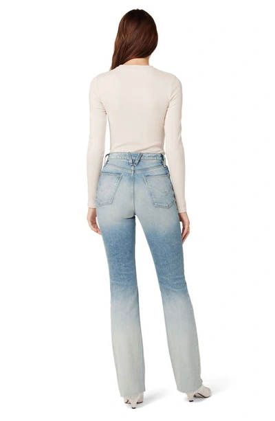 Hudson Faye Ripped Ultra High Waist Raw Hem Flare Organic Cotton Jeans In Bleach Dip
